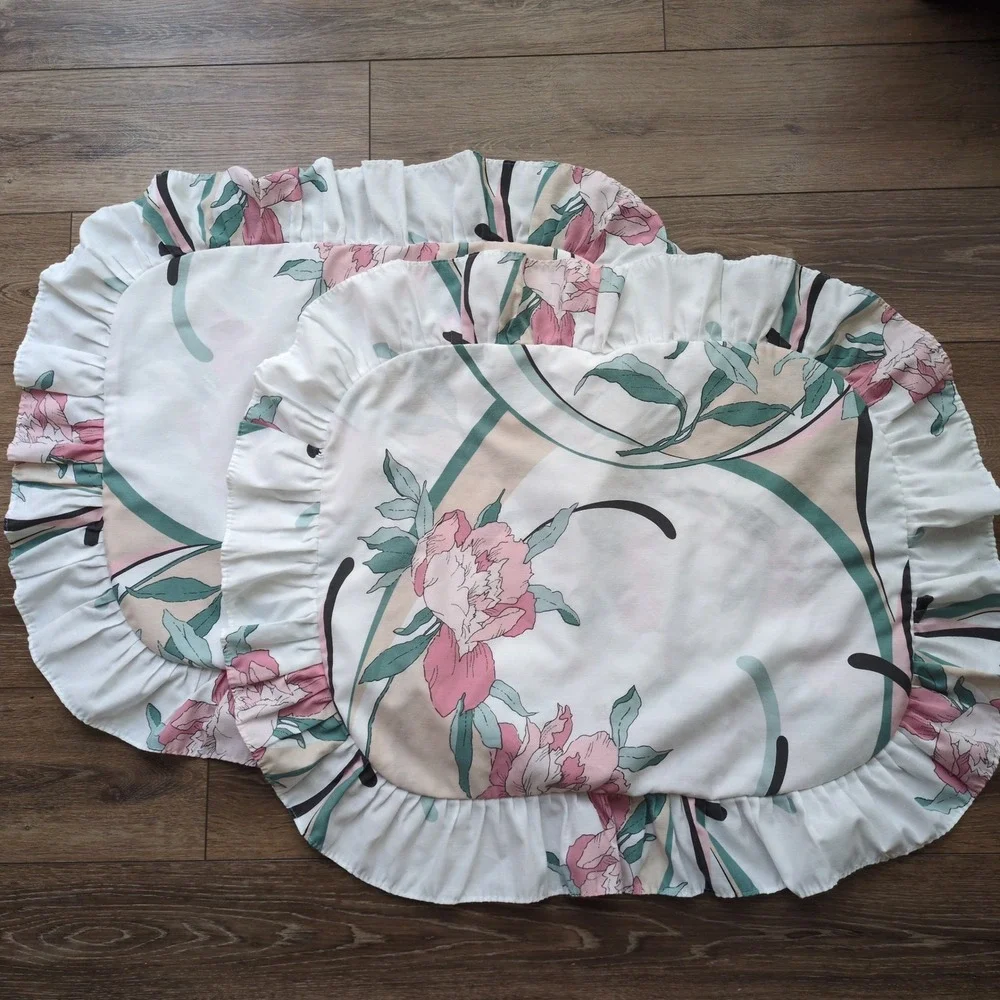 Vtg Springmaid Anastasia Andre Richard Standard Pillow Shams Ruffle Floral Set